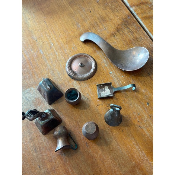 Other - Vintage Copper Mini Kitchen Utensils Lot Bells Ladle Scoops Decor